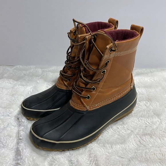 Aldo Men's Black & Brown Lace Up Outdoor Mid-Calf Waterproof Duck Boot Size US 6 - Picture 1 of 8